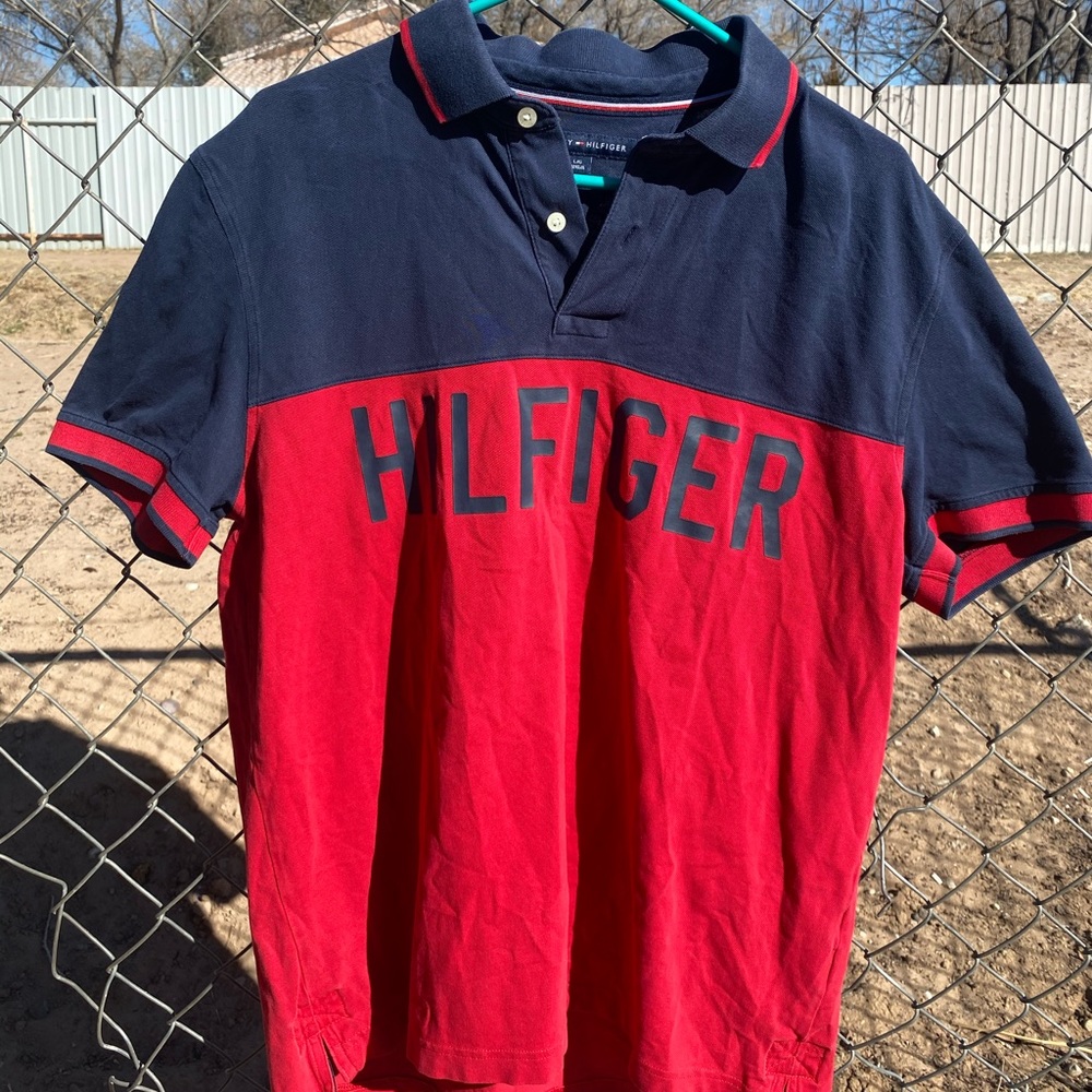 Tommy Hilifiger Polo T-Shirt Blue and Navy Red